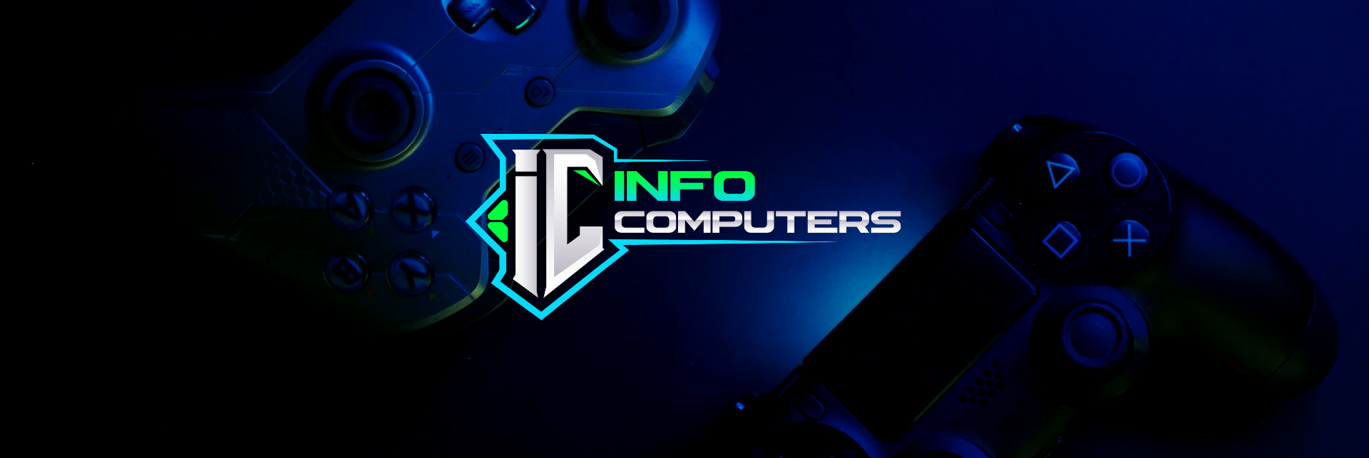 Deep Blue and White Futuristic Gaming Background Desktop Wallpaper